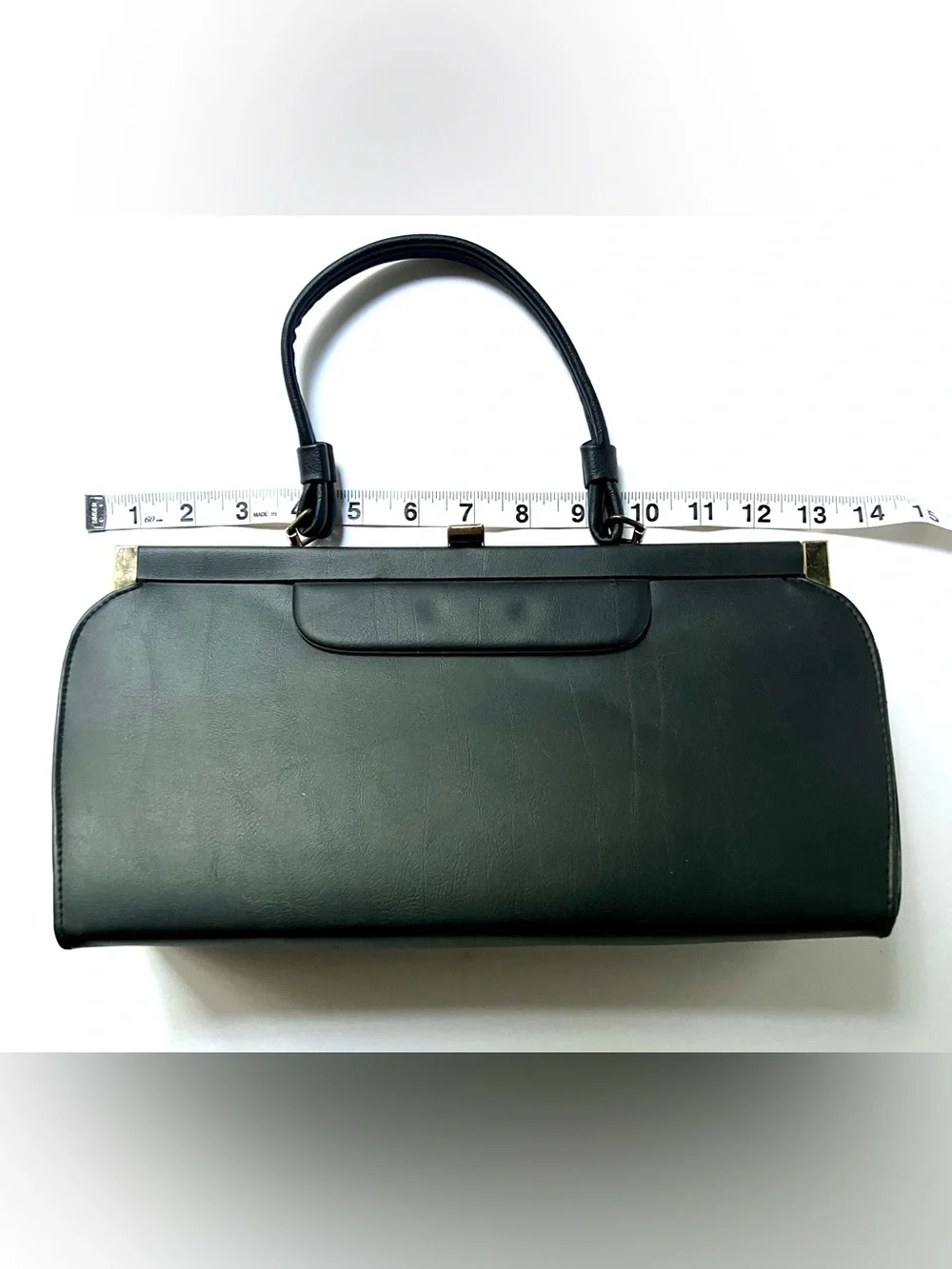 Vintage Black Shoulder Bag - Gold Accents